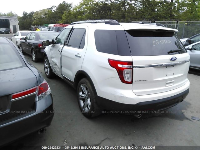 1FMHK7F89BGA40568 - 2011 FORD EXPLORER LIMITED WHITE photo 3