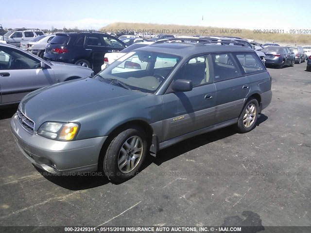 4S3BH686317634330 - 2001 SUBARU LEGACY OUTBACK LIMITED GREEN photo 2