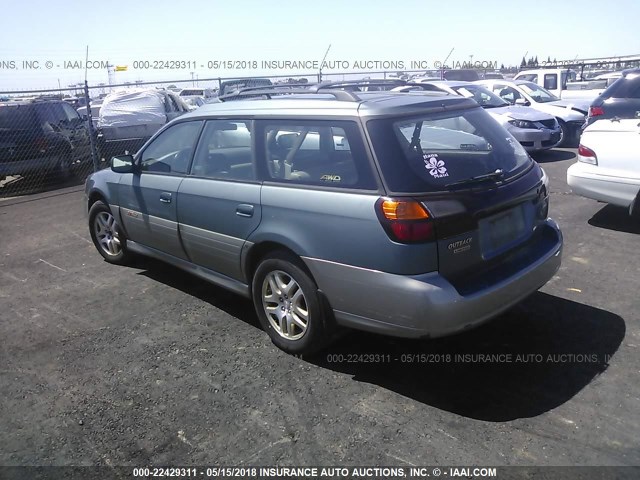 4S3BH686317634330 - 2001 SUBARU LEGACY OUTBACK LIMITED GREEN photo 3