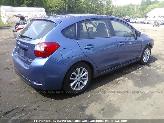 JF1GPAC62E8275500 - 2014 SUBARU IMPREZA PREMIUM BLUE photo 4