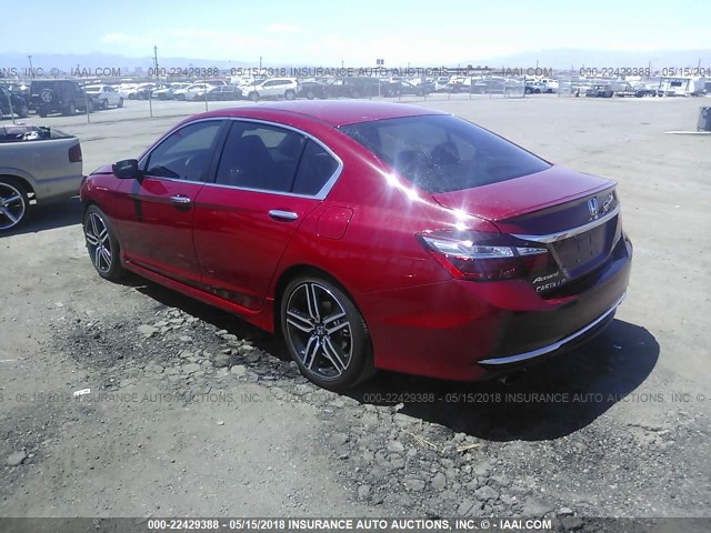 1HGCR2F52GA039020 - 2016 HONDA ACCORD SPORT წითელი ფოტო 3