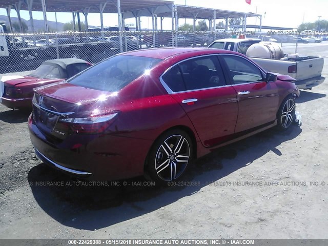 1HGCR2F52GA039020 - 2016 HONDA ACCORD SPORT წითელი ფოტო 4