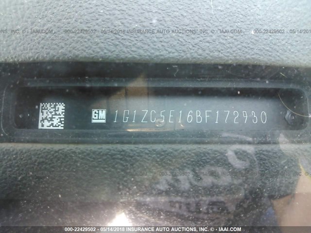 1G1ZC5E16BF172930 - 2011 CHEVROLET MALIBU 1LT 深蓝色 照片 9