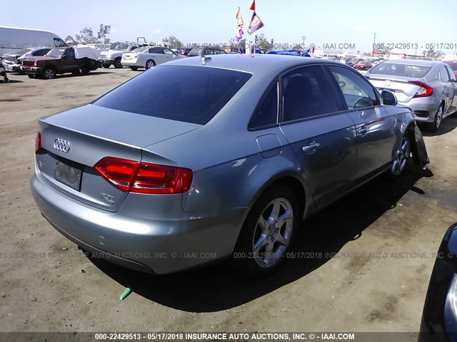 WAULF78K59A085237 - 2009 AUDI A4 2.0T QUATTRO GRAY photo 4