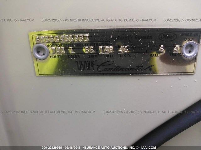 6Y86G436983 - 1966 LINCOLN CONTINENTAL  米色 照片 9