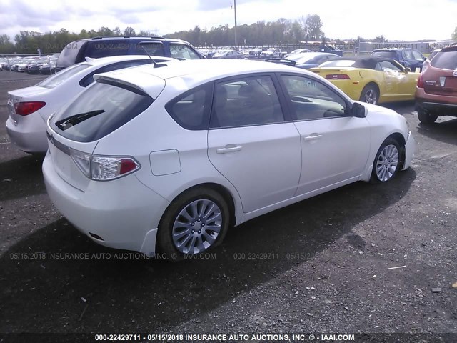 JF1GH61698G804934 - 2008 SUBARU IMPREZA 2.5I WHITE photo 4