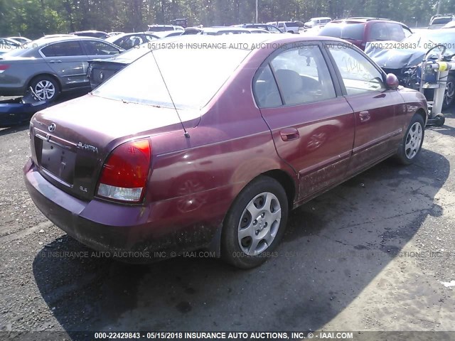 KMHDN45D82U374272 - 2002 HYUNDAI ELANTRA GLS/GT RED photo 4