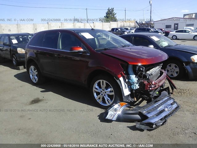 2FMDK3KC3EBB00888 - 2014 FORD EDGE LIMITED RED photo 1