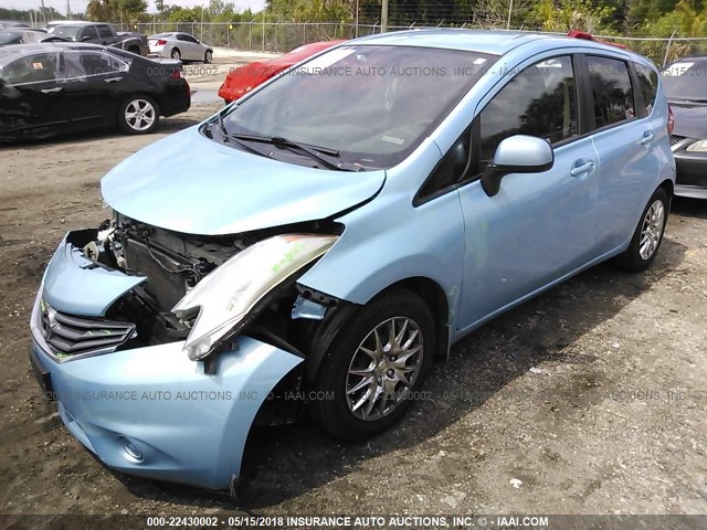 3N1CE2CP7EL389512 - 2014 NISSAN VERSA NOTE S/S PLUS/SV/SL BLUE photo 2