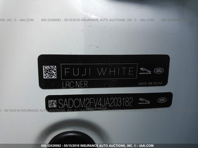 SADCM2FV4JA203182 - 2018 JAGUAR F-PACE S WHITE photo 9