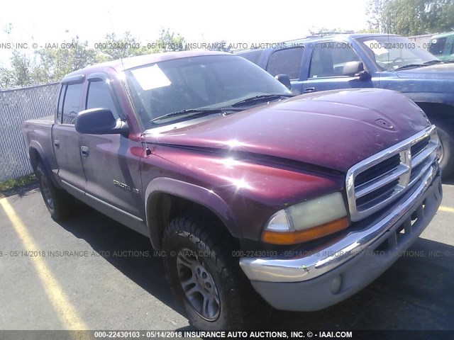 1B7HG2AZX1S276621 - 2001 DODGE DAKOTA QUAD RED photo 1