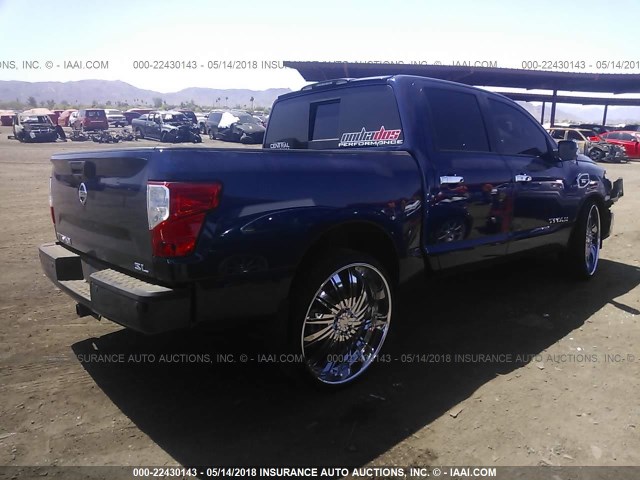 1N6AA1E64HN505376 - 2017 NISSAN TITAN SV/SL/PLATINUM RESERVE BLUE photo 4