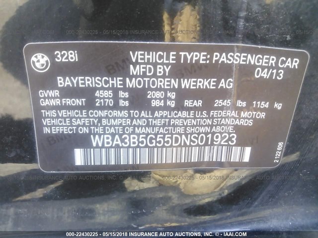 WBA3B5G55DNS01923 - 2013 BMW 328 XI SULEV BLACK photo 9