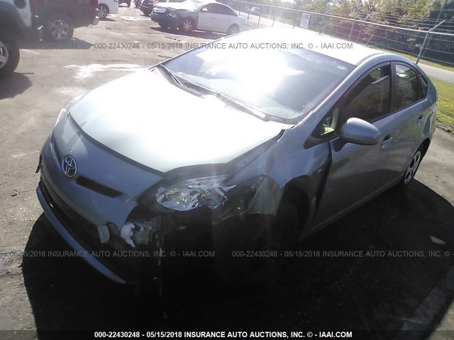 JTDKN3DU1D1723784 - 2013 TOYOTA PRIUS GREEN photo 2