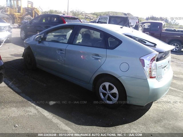 JTDKN3DU1D1723784 - 2013 TOYOTA PRIUS GREEN photo 3