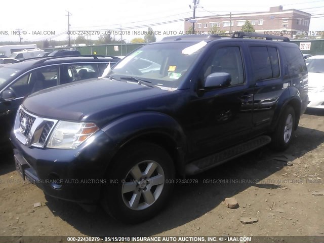 5N1AR18B38C611023 - 2008 NISSAN PATHFINDER S/LE/SE BLUE photo 2