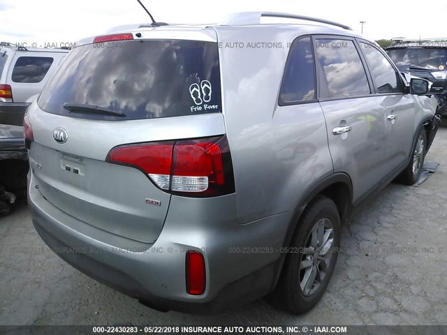 5XYKT4A60EG509517 - 2014 KIA SORENTO LX GRAY photo 4