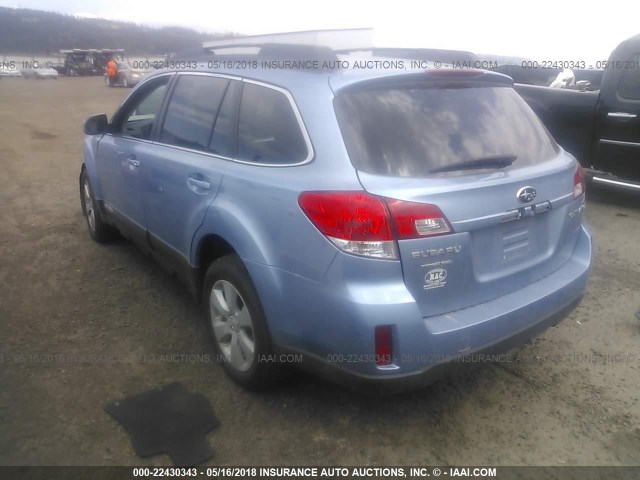 4S4BRCCC8A3352826 - 2010 SUBARU OUTBACK 2.5I PREMIUM BLUE photo 3