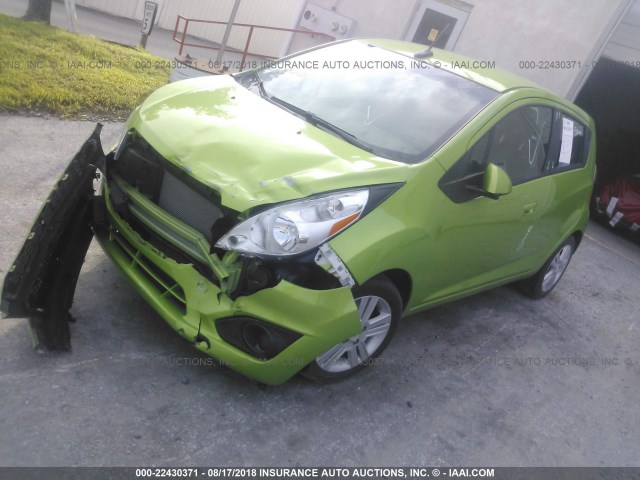 KL8CD6S92EC531196 - 2014 CHEVROLET SPARK 1LT GREEN photo 2