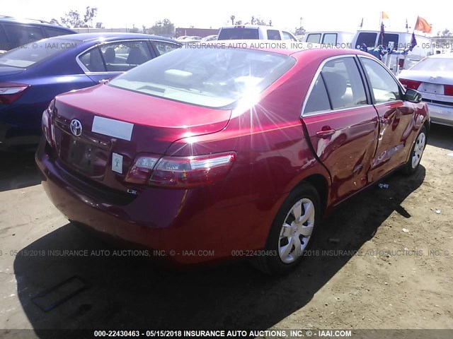 4T1BE46K27U017682 - 2007 TOYOTA CAMRY NEW GENERAT CE/LE/XLE/SE RED photo 4