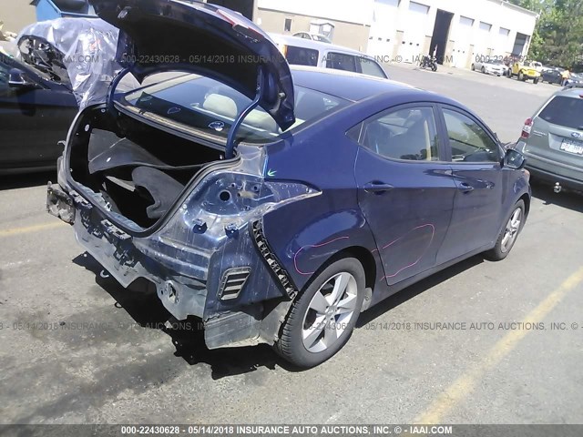 KMHDH4AE3DU536107 - 2013 HYUNDAI ELANTRA GLS/LIMITED BLUE photo 4