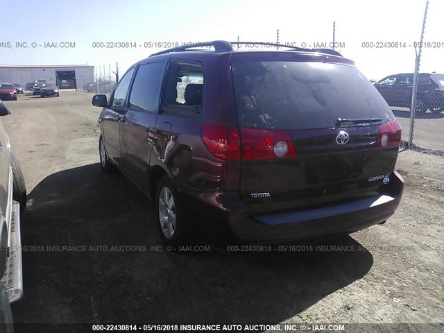 5TDZK22C78S195933 - 2008 TOYOTA SIENNA XLE/XLE LIMITED MAROON photo 3