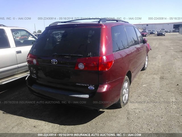 5TDZK22C78S195933 - 2008 TOYOTA SIENNA XLE/XLE LIMITED MAROON photo 4