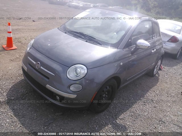 3C3CFFERXCT109406 - 2012 FIAT 500 LOUNGE GRAY photo 2