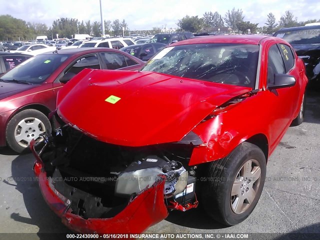 1B3LC46B39N522109 - 2009 DODGE AVENGER SE/SXT RED photo 2