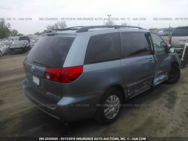 5TDZK23C17S078975 - 2007 TOYOTA SIENNA CE/LE Light Blue photo 4