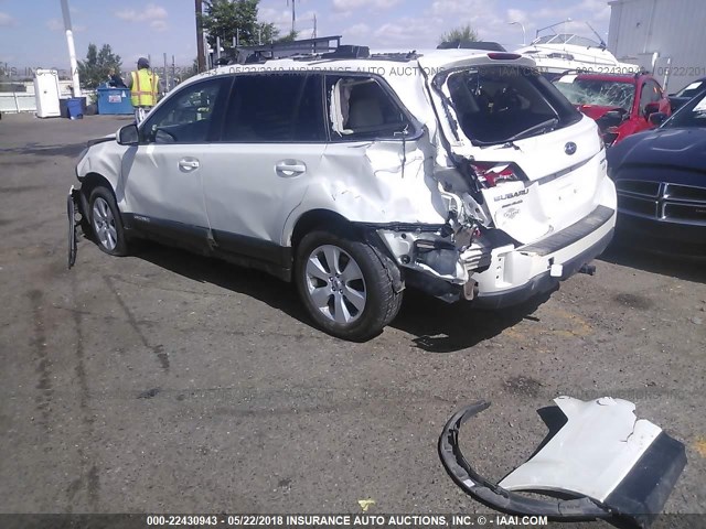 4S4BRBKC2C3208171 - 2012 SUBARU OUTBACK 2.5I LIMITED WHITE photo 3