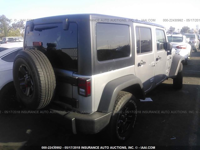 1C4BJWDGXHL737796 - 2017 JEEP WRANGLER UNLIMITE SPORT SILVER photo 4