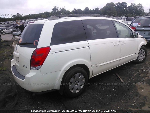 5N1BV28U66N126982 - 2006 NISSAN QUEST S/SE/SL WHITE photo 4