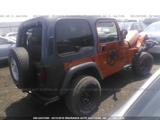 1J4FA49S51P370043 - 2001 JEEP WRANGLER / TJ SPORT ORANGE photo 4