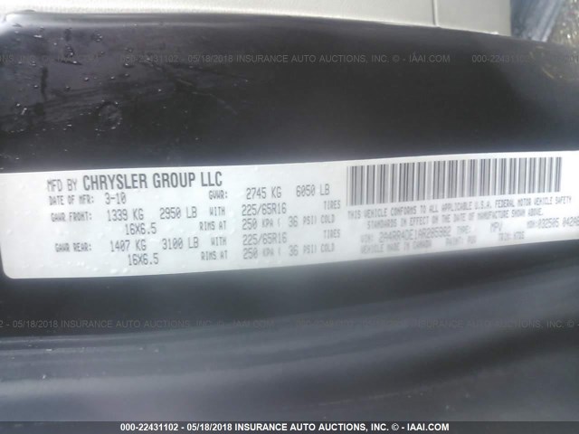 2A4RR4DE1AR285982 - 2010 CHRYSLER TOWN & COUNTRY LX BLACK photo 9