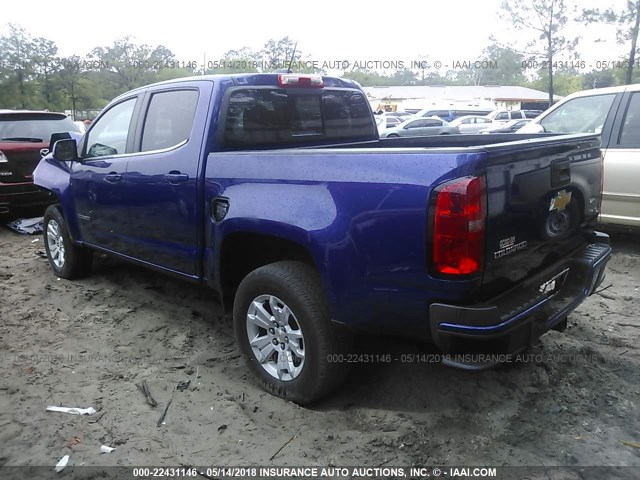 1GCGSCE37G1395618 - 2016 CHEVROLET COLORADO LT BLUE photo 3