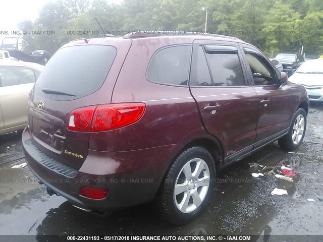 5NMSH13E78H161813 - 2008 HYUNDAI SANTA FE SE/LIMITED BURGUNDY photo 4