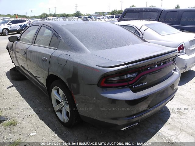 2C3CDXHG1FH925391 - 2015 DODGE CHARGER SXT GRAY photo 3