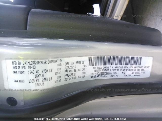 1J4GW48S64C262663 - 2004 JEEP GRAND CHEROKEE LAREDO/COLUMBIA/FREEDOM 银色 照片 9