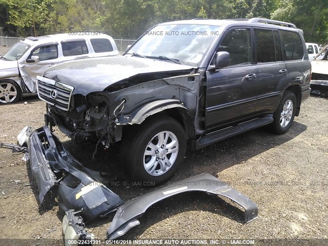 JTJHT00WX54000261 - 2005 LEXUS LX 470 GRAY photo 2