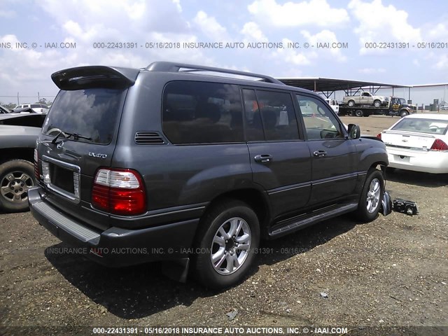 JTJHT00WX54000261 - 2005 LEXUS LX 470 GRAY photo 4