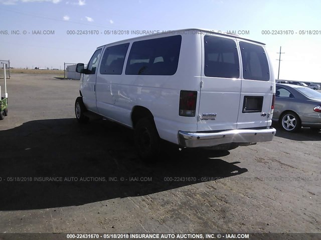 1FBNE31L98DB39652 - 2008 FORD ECONOLINE E350 SUPER DUTY WAGON WHITE photo 3