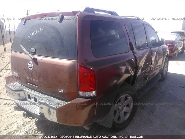 5N1AA08B54N717053 - 2004 NISSAN ARMADA SE/LE BURGUNDY photo 4