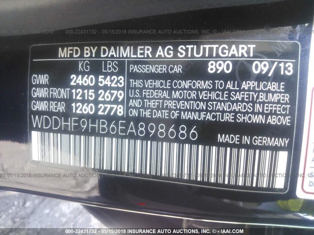 WDDHF9HB6EA898686 - 2014 MERCEDES-BENZ E 250 BLUETEC Dark Blue photo 9