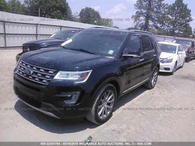 1FM5K7F80HGC23952 - 2017 FORD EXPLORER LIMITED BLACK photo 2