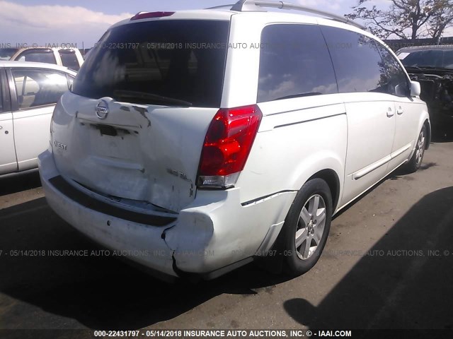 5N1BV28UX4N357946 - 2004 NISSAN QUEST S/SE/SL WHITE photo 4