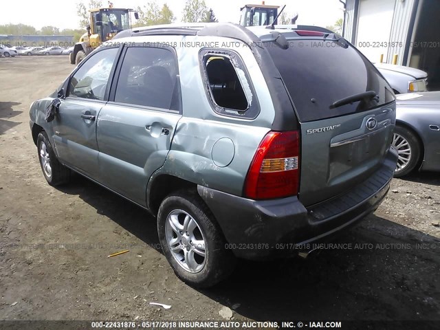 KNDJE723277325594 - 2007 KIA SPORTAGE EX/LX TEAL photo 3