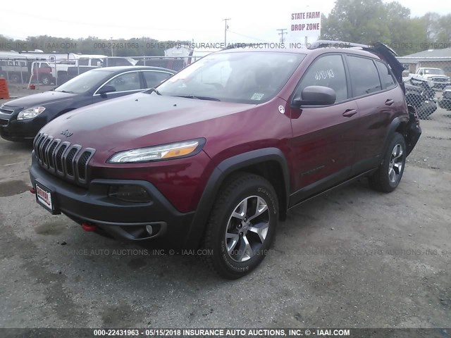 1C4PJMBS3FW733201 - 2015 JEEP CHEROKEE TRAILHAWK RED photo 2