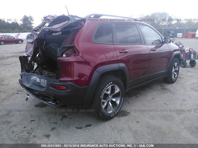 1C4PJMBS3FW733201 - 2015 JEEP CHEROKEE TRAILHAWK 红色 照片 4