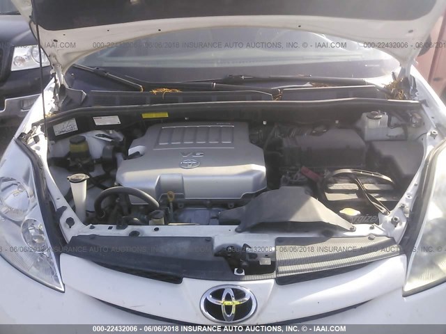 5TDZK23CX8S172967 - 2008 TOYOTA SIENNA CE/LE WHITE photo 10